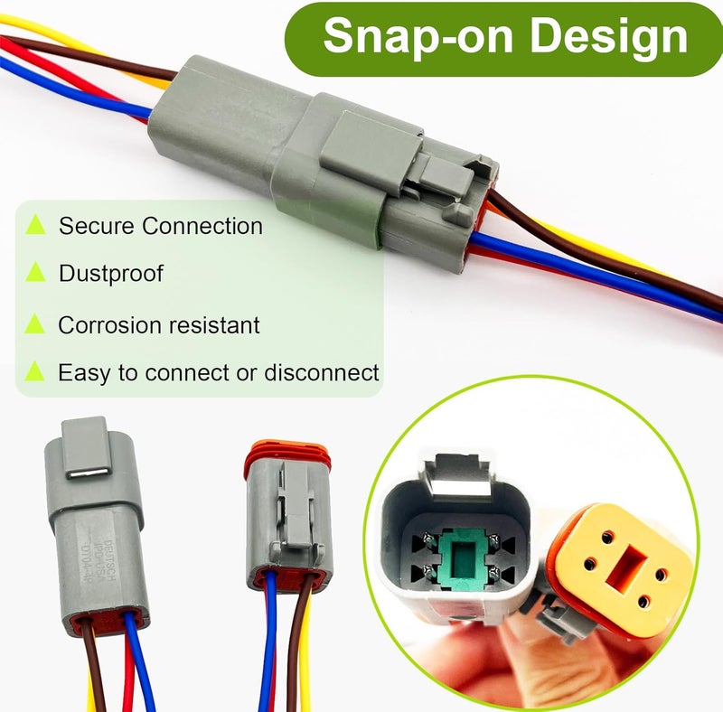 Twippo 4 Pin Deutsch Connector Kit 5 Sets, Gray DT Connector Kit, 4 Pin Automotive Waterproof Wire Connectors, Electrical Connectors Kit with 16# Stamped Contacts for Car, RV, Truck Wiring 22-16AWG - Image 5